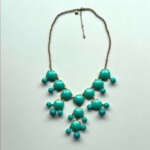 J. Crew gold & Turquoise faceted stone statement bib necklace
